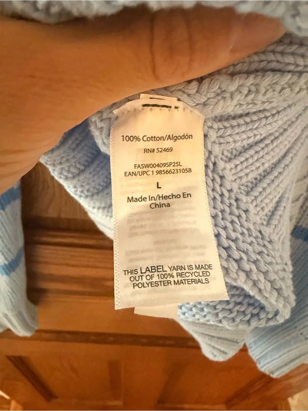 Free Assembly 100% Cotton Striped Rollneck Sweater, size large, blue
